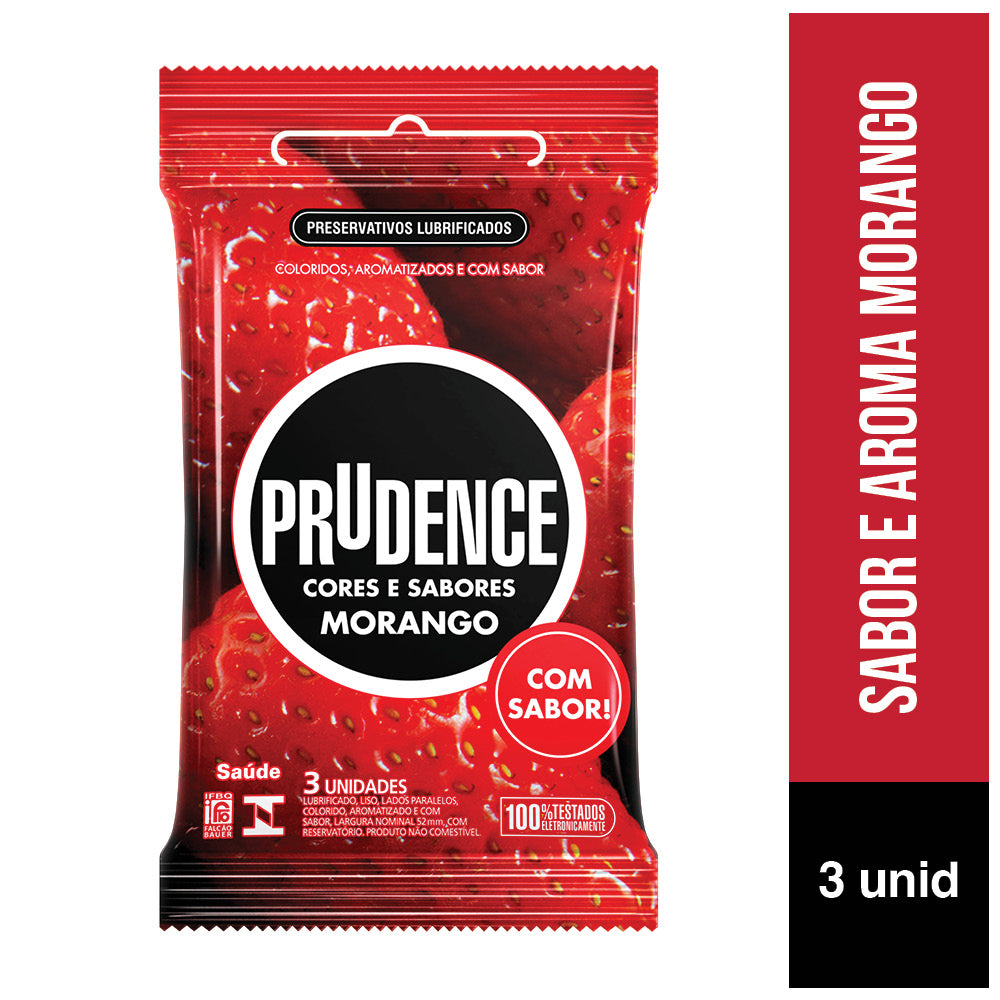 Preservativo Prudence Morango com 3 unidades