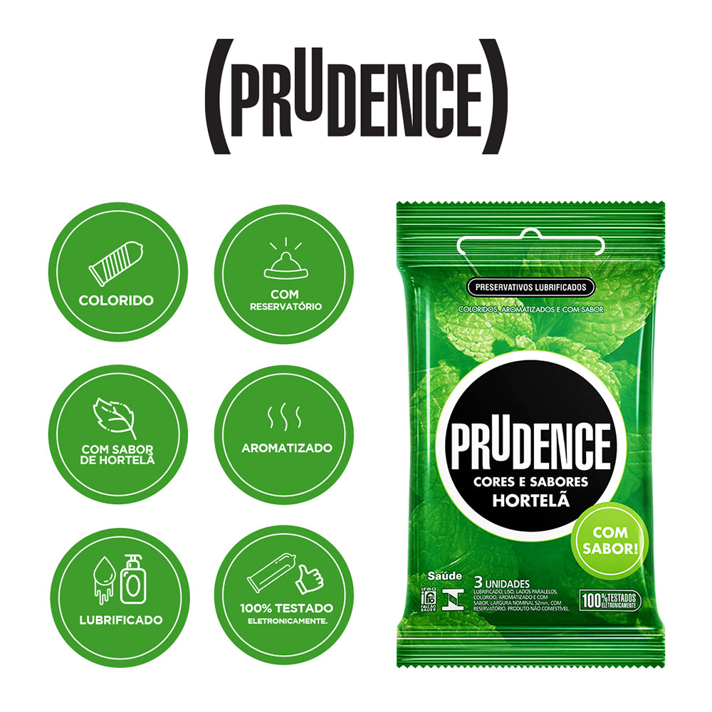 Preservativo Prudence Hortelã com 3 unidades