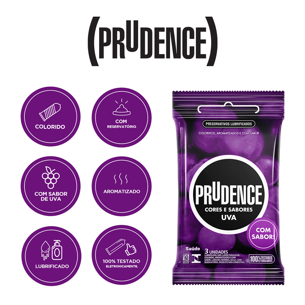 Preservativo Prudence Uva com 3 unidades