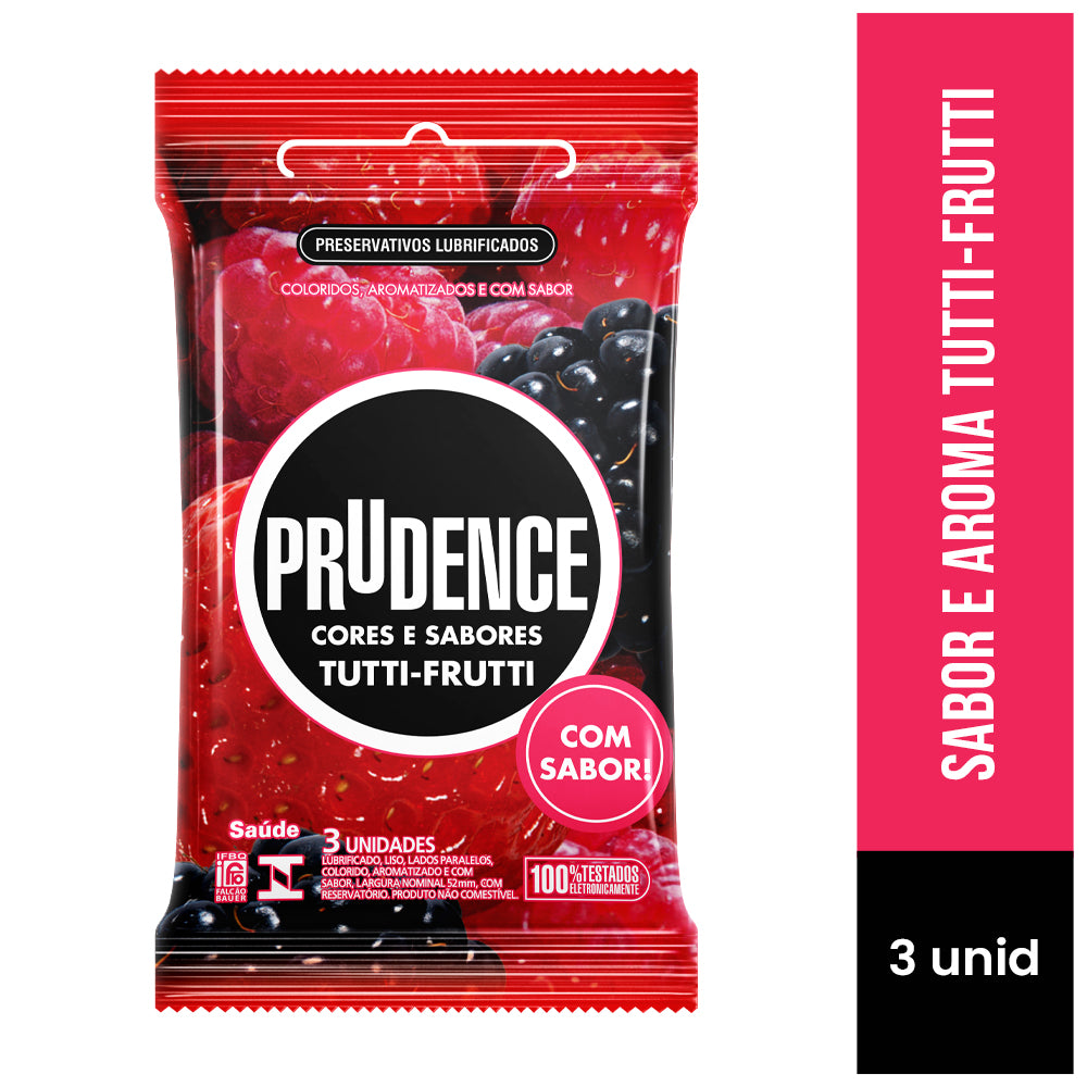Preservativo Prudence Tutti-frutti com 3 unidades