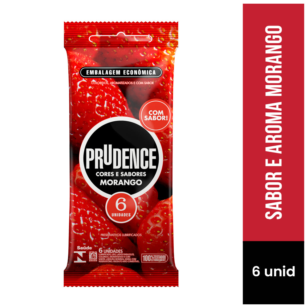 Preservativo Prudence Morango com 6 unidades