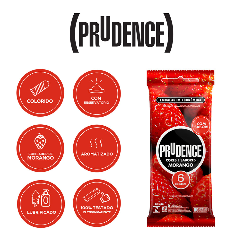 Preservativo Prudence Morango com 6 unidades