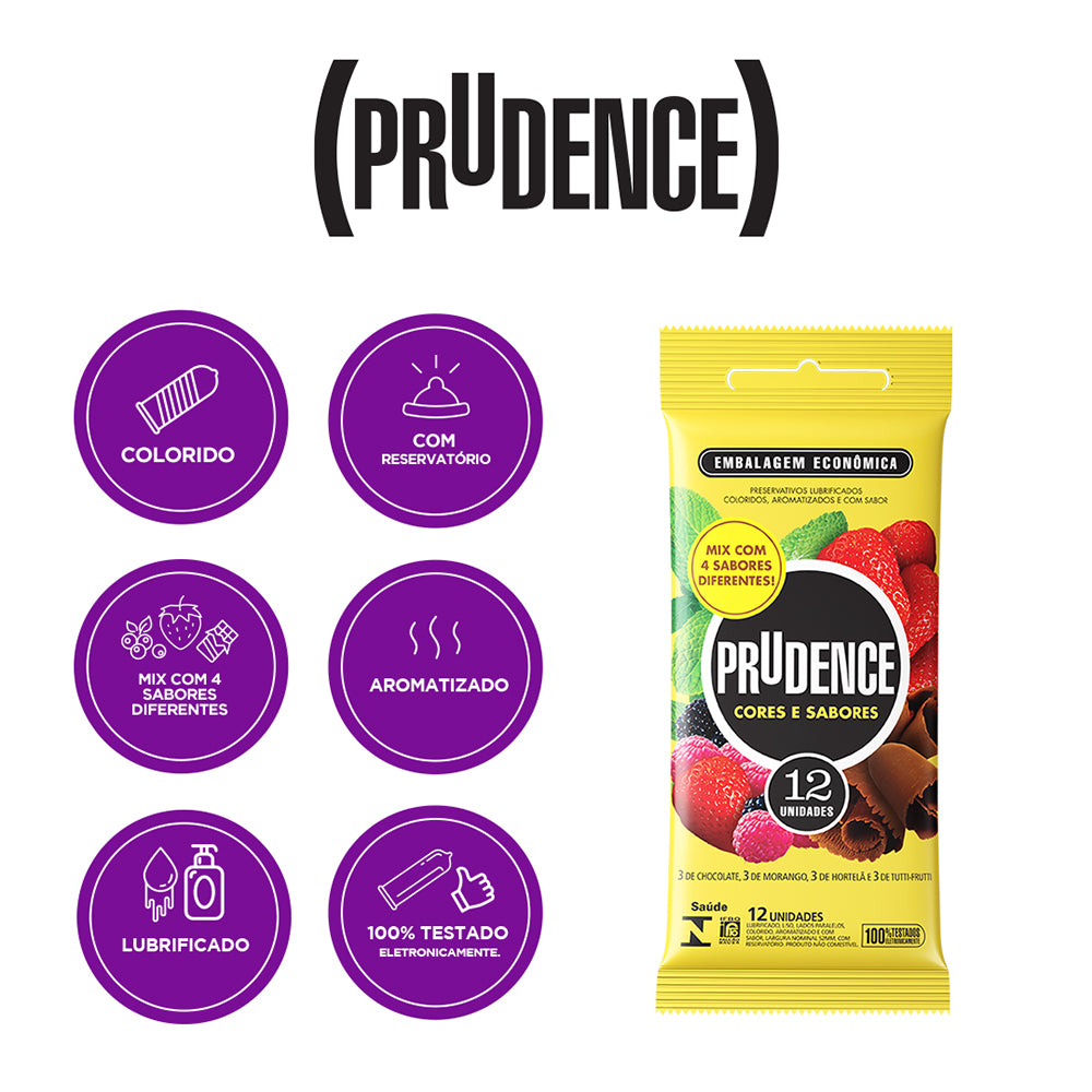 Preservativo Prudence Mix Flowpack com 12 unidades