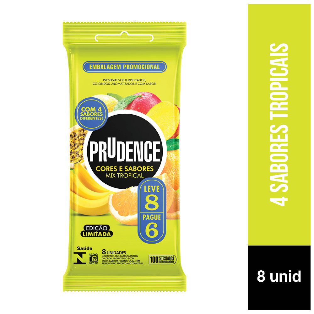 Preservativo Prudence Mix Tropical com 8 unidades