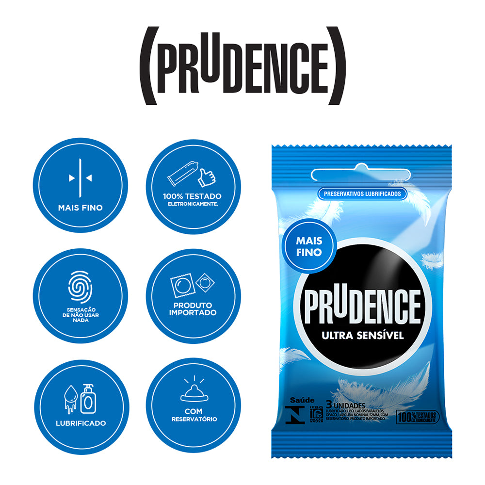 Preservativo Prudence Ultra Sensível com 3 unidades
