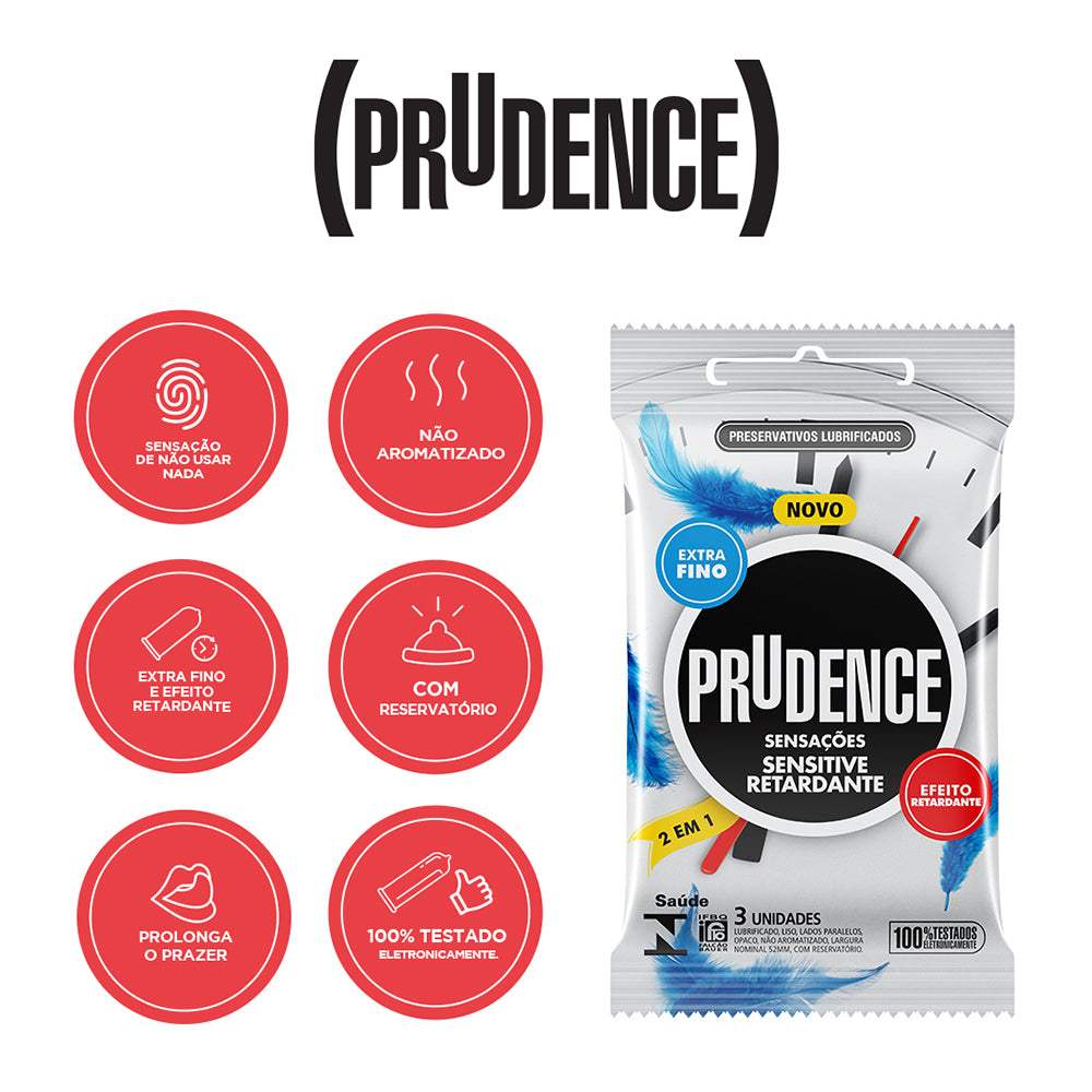 Preservativo Prudence Sensitive Retardante com 3 unidades