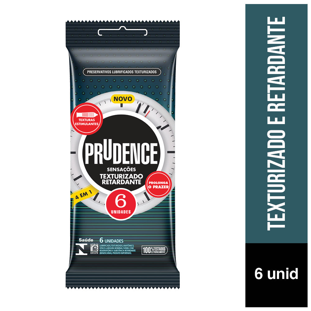 Preservativo Prudence Texturizado Retardante com 6 unidades