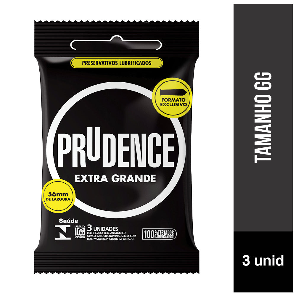 Preservativo Prudence Extra Grande com 3 unidades