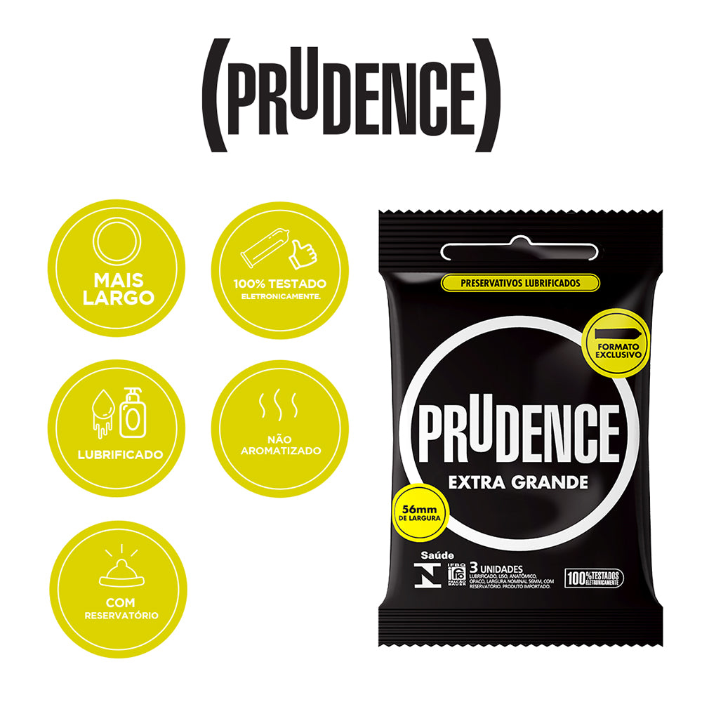 Preservativo Prudence Extra Grande com 3 unidades