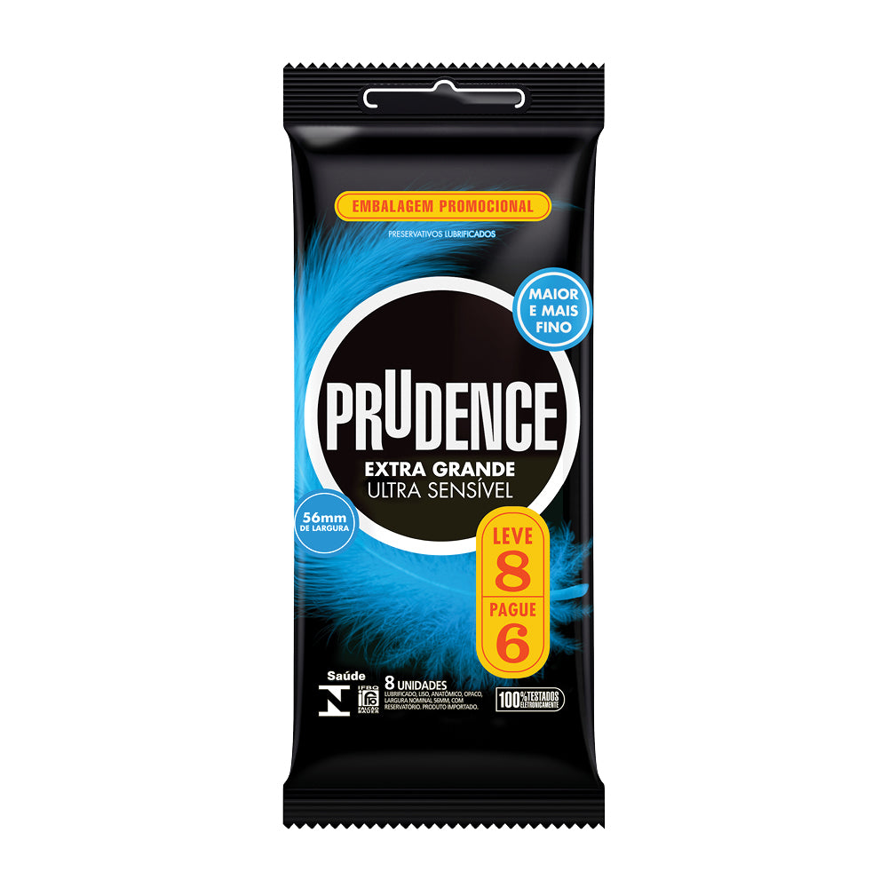 Preservativo Prudence Extra Grande Ultra Sensível com 8 unidades