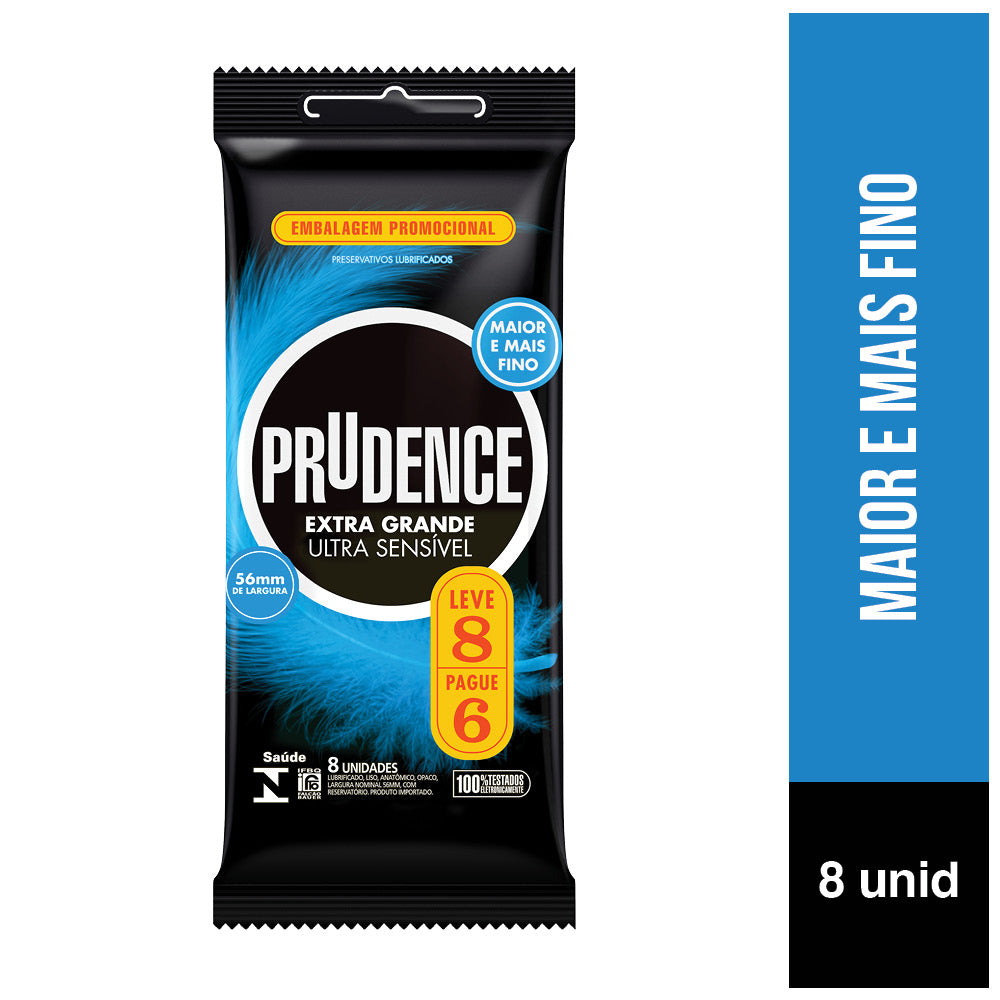 Preservativo Prudence Extra Grande Ultra Sensível com 8 unidades