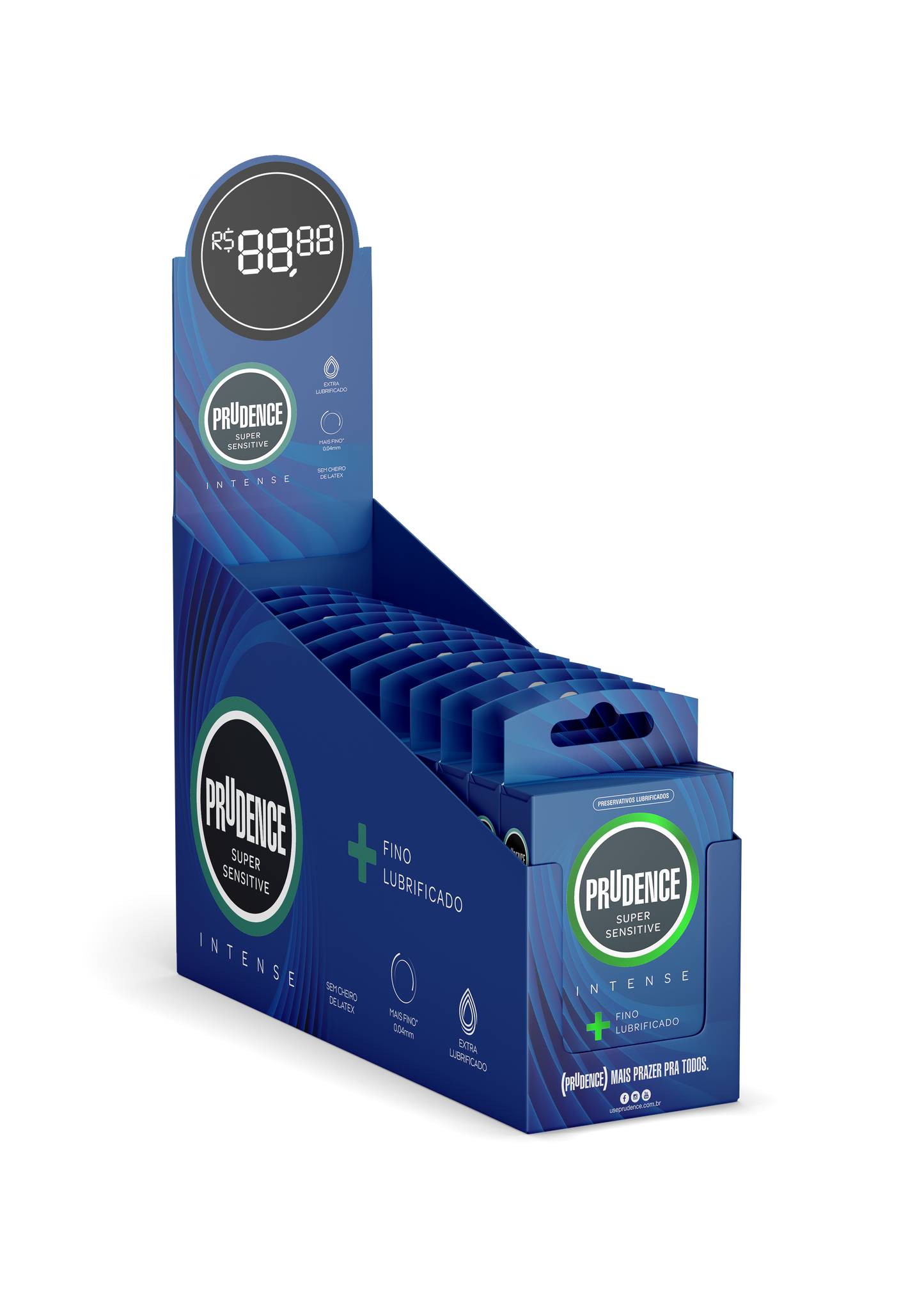 Display Preservativo Prudence Super Sensitive (Intense) com 12 x 3 unidades
