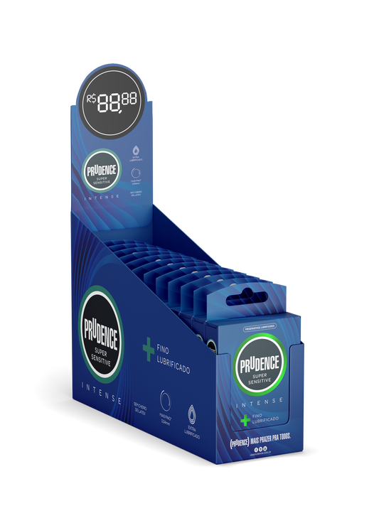 Display Preservativo Prudence Super Sensitive (Intense) com 12 x 3 unidades