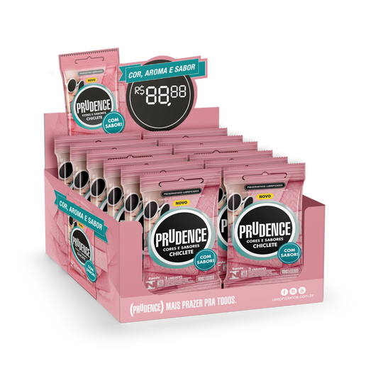 Display Preservativo Prudence Chiclete com 12 x 3 unidades