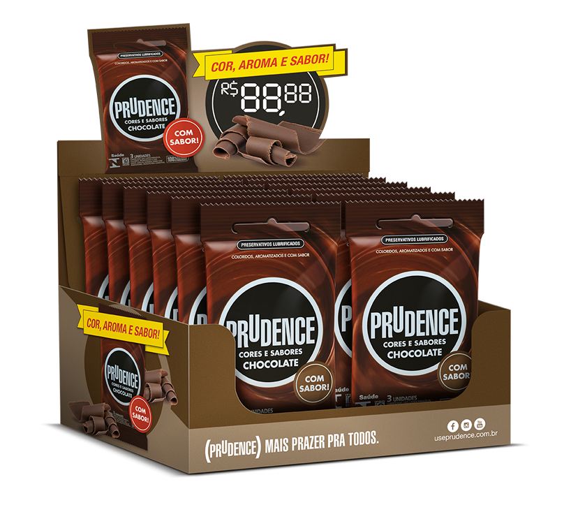 Display Preservativo Prudence Chocolate com 12 x 3 unidades