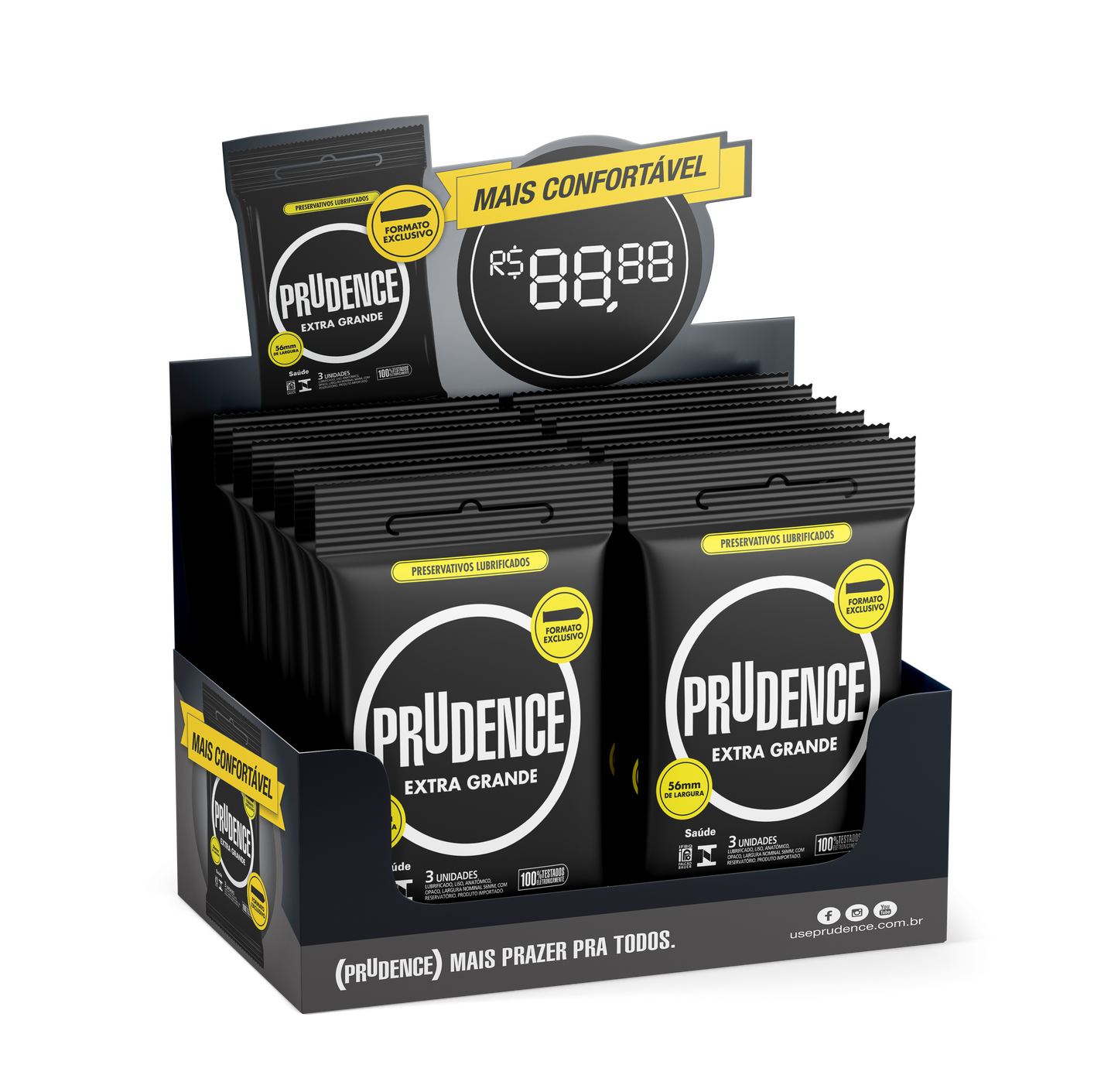 Display Preservativo Prudence Extra Grande com 12 x 3 unidades