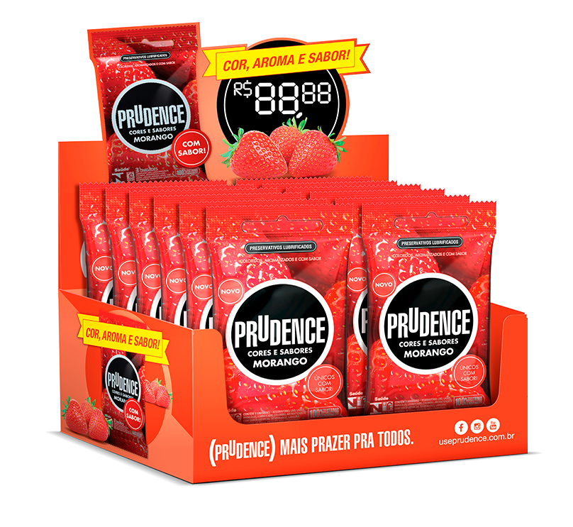 Display Preservativo Prudence Morango com 12 x 3 unidades