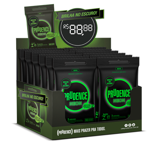 Display Preservativo Prudence Neon com 12 x 3 unidades