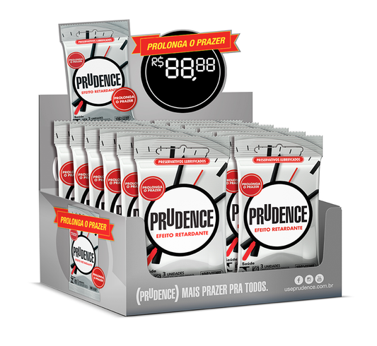 Display Preservativo Prudence Efeito Retardante com 12 x 3 unidades