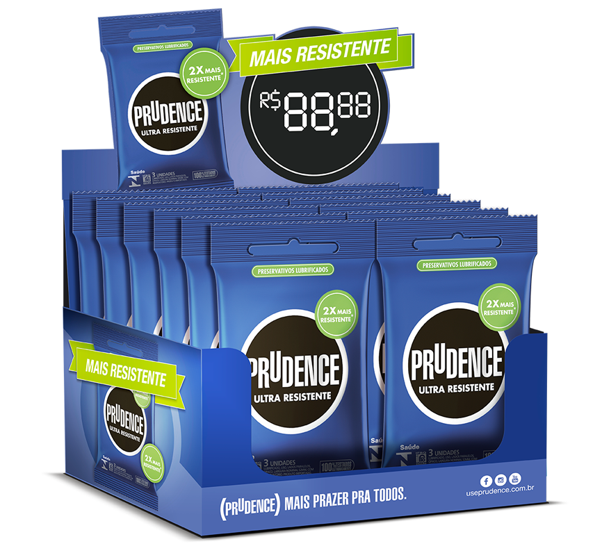 Display Preservativo Prudence Ultra Resistente com 12 x 3 unidades