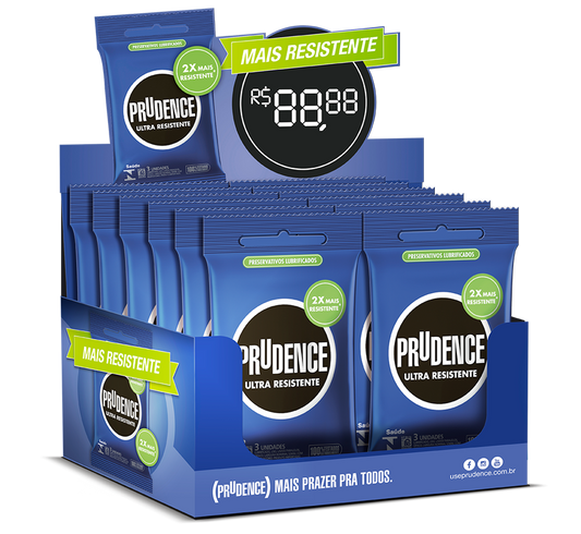 Display Preservativo Prudence Ultra Resistente com 12 x 3 unidades