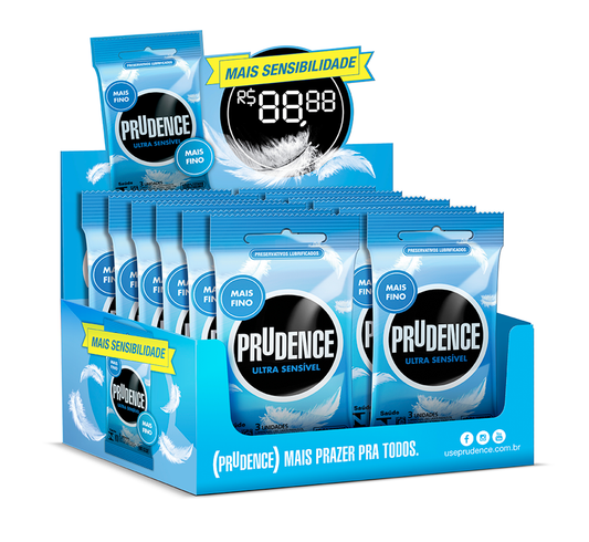 Display Preservativo Prudence Ultra Sensível com 12 x 3 unidades