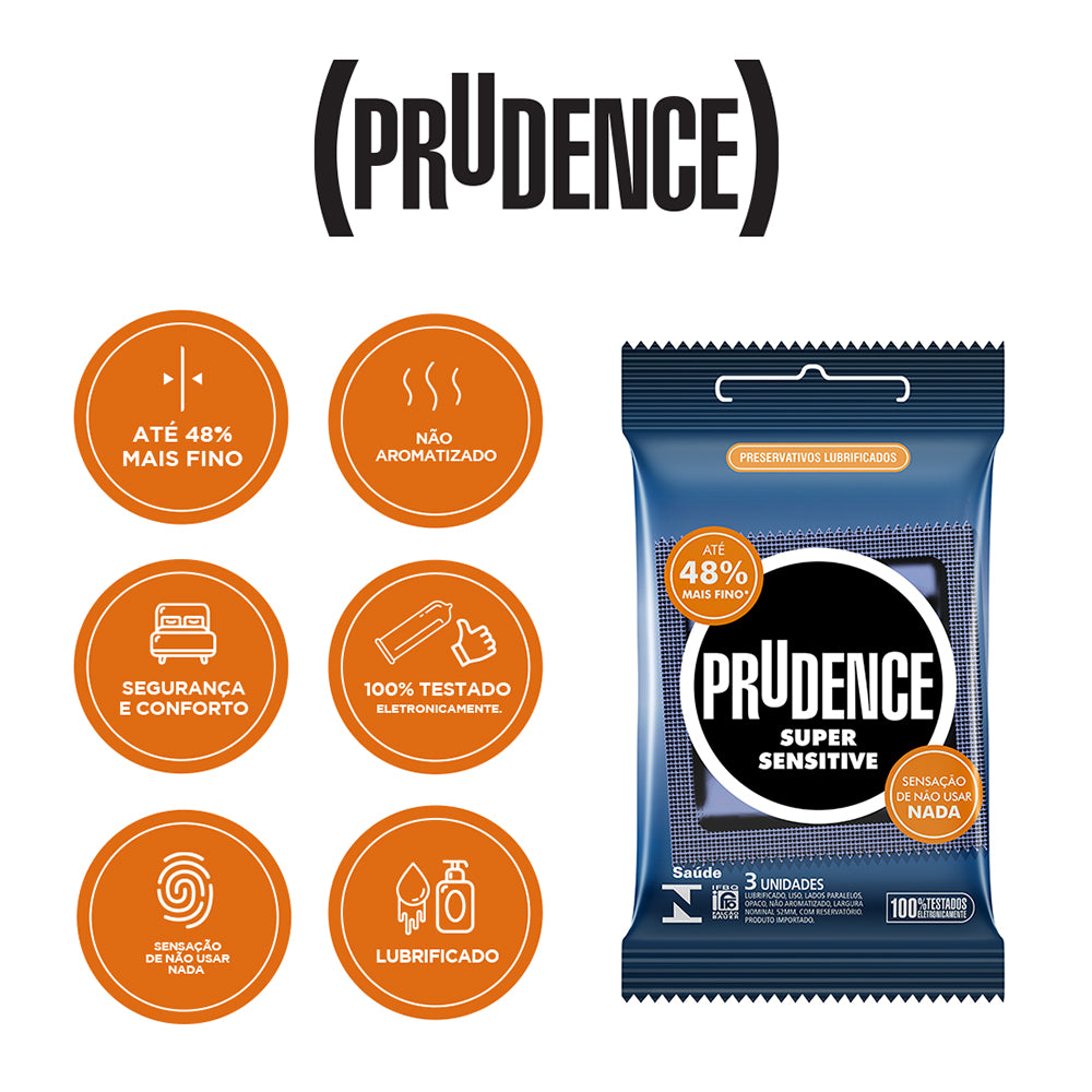 Preservativo Prudence Super Sensitive com 3 unidades