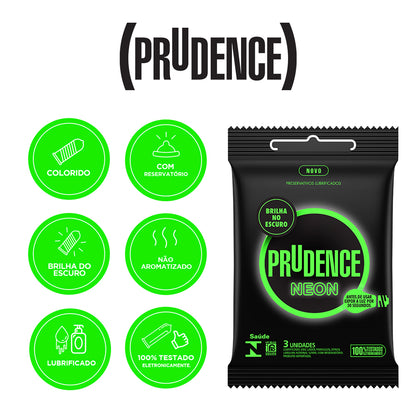 Preservativo Prudence Neon com 3 unidades