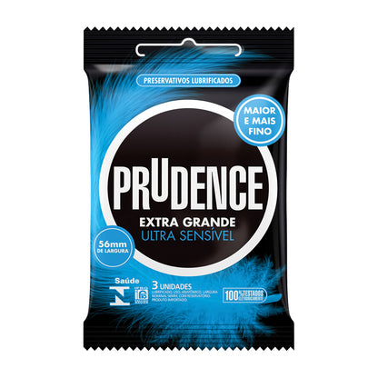 Preservativo  Prudence Extra Grande Ultra Sensível com 3 Unidades