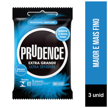 Preservativo  Prudence Extra Grande Ultra Sensível com 3 Unidades