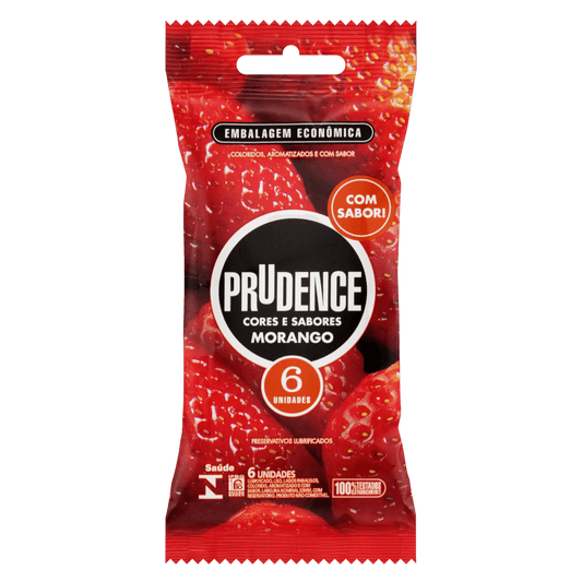 Preservativo Prudence Morango com 6 unidades