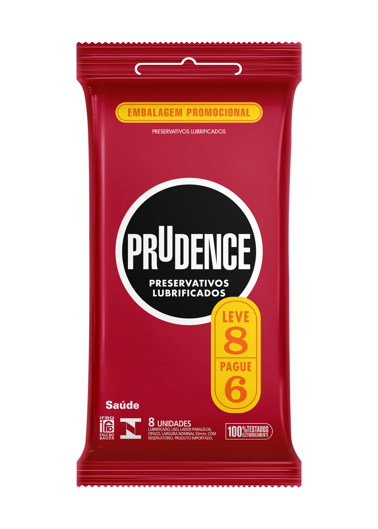 Preservativo Prudence Lubrificado Leve 8 pague 6 unidades