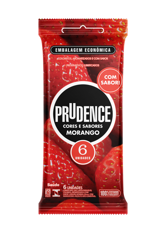 Preservativo Prudence Morango com 6 unidades